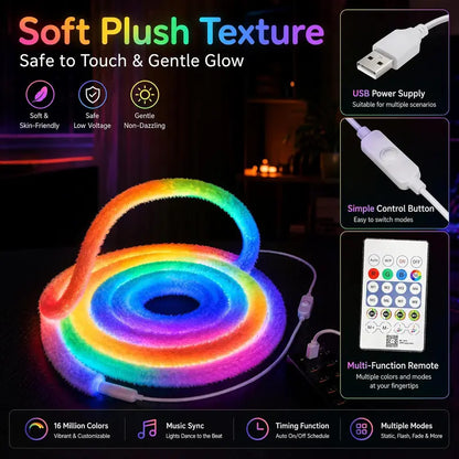 ✨ LIMITED-TIME 50% OFF! 🧶 Faux Fur Neon Light Strip – Soft Texture, Eye-catching, Decorative 💡