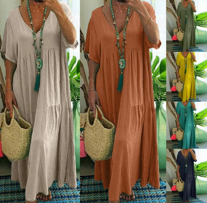 📢📢40% OFF !! ⏰Women’s Casual Long Dress with Short Sleeves