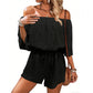 👗 LIMITED-TIME 50% OFF! ✨ Women's Off-Shoulder Shorts Jumpsuit – Abstract Leaf Print, Drawstring Waist, Vacation Ready 🌿