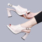 👡 LIMITED-TIME 50% OFF! 💥 Stylish High Heel Leather Sandals for Women – Chunky Heel, Adjustable Strap, Breathable ✨