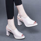 👡 LIMITED-TIME 50% OFF! 💥 Stylish High Heel Leather Sandals for Women – Chunky Heel, Adjustable Strap, Breathable ✨