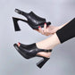 👡 LIMITED-TIME 50% OFF! 💥 Stylish High Heel Leather Sandals for Women – Chunky Heel, Adjustable Strap, Breathable ✨
