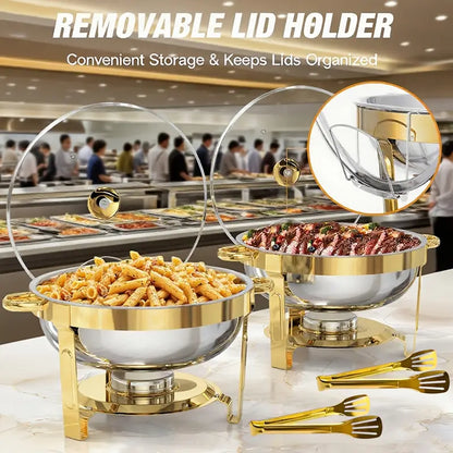 🧑‍🍳Michelin Chef Recommendation✨️5-liter Stainless Steel Warming Tray with Fuel Rack and Food Warmer