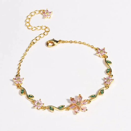 🔥2026 NEW ARRIVAL 50% OFF🎁Women's Cherry Blossom Rhinestone Bracelet🌸