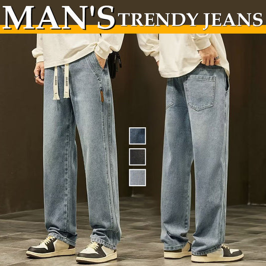 🌊 LIMITED-TIME 50% OFF! 👖 Men's Loose Straight Jeans – Classic Fit, Durable Denim, Everyday Essential 🏃‍♂️
