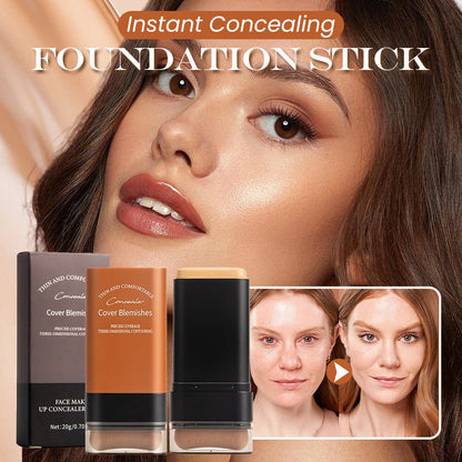 🔥BUY 2 GET 1 FREE! 💄 Instant Concealing Foundation Stick – Built-in Brush, Full Coverage & Lightweight Formula for Flawless Skin ✨📦