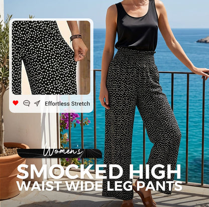 👖 LIMITED-TIME 50% OFF! 💥 Women's Smocked High Waist Wide Leg Pants – Elastic Waist, Flowy Silhouette, Comfy ✨