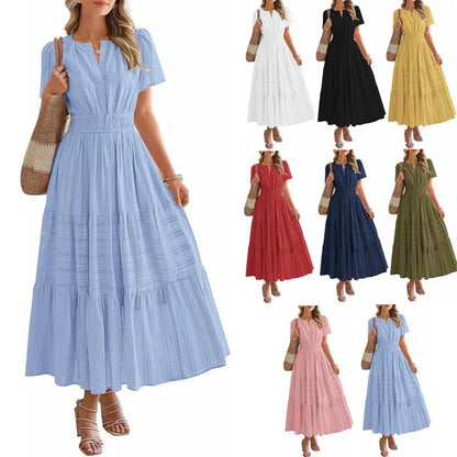 👗 LIMITED-TIME 50% OFF! 💥 Women's Summer 2026 Casual Maxi Dress – Smocked Waist, V-Neck, Pockets, Boho ✨