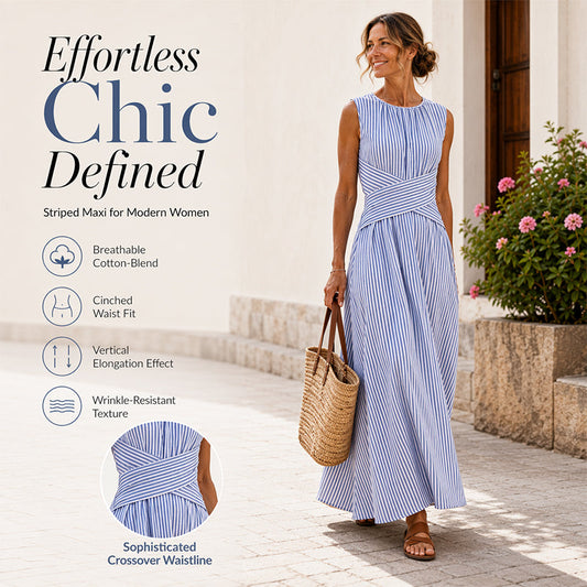 ⏳Limited-time 50% off⏰Women Casual Striped Maxi Dress Sleeveless🎀👗