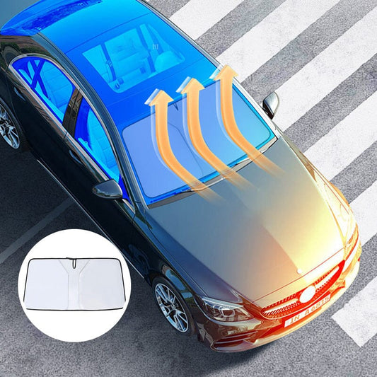 🚗 LIMITED-TIME 50% OFF! ✨ Windshield Sunshade Foldable Sun Shield – Reflects Heat, Blocks 99% UV, Universal Fit ☀️