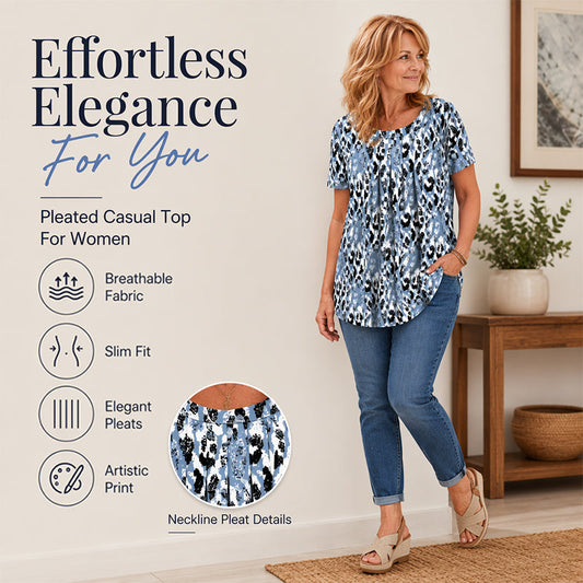 👚Women's Casual Printed Round Neck Short Sleeve Top