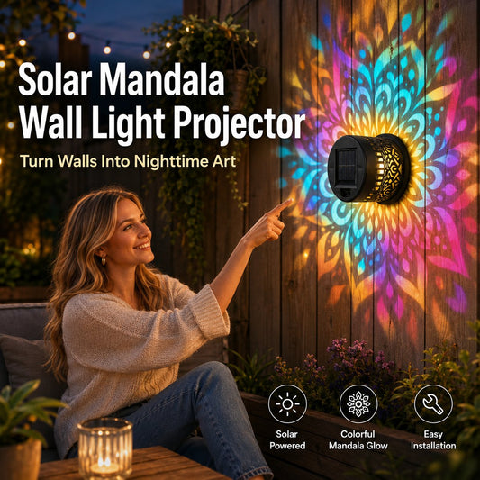🌙 2026 Sale — Over 59,000 Sold!🔥 Solar Mandala Wall Light – Dreamy Night Projection ✨