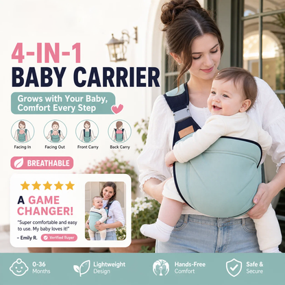 👶 LIMITED‑TIME 50% OFF! ⚡ 4‑in‑1 Breathable Baby Carrier – Lightweight, Supportive, Multi‑Position ✨