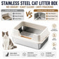 🎉 2026 Sale — Over 18,000 Sold! 🐱 Stainless Steel Cat Litter Box – Anti-Tracking High Walls 🧼