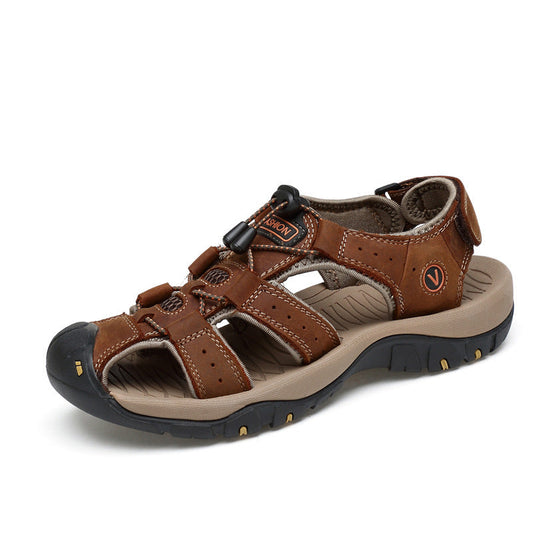 👟 2026 Sale — Over 16,000 Sold!🔥 Men's Genuine Leather Beach Shoes – Anti-Slip Sole 🏖️