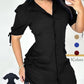 Women's short-sleeved button-down shirt dress