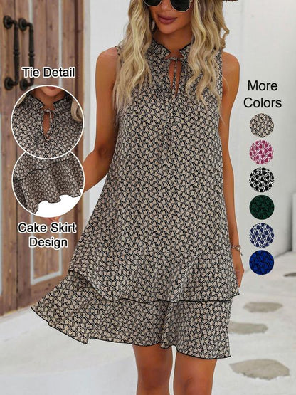 📢📢50% OFF !! ⏰ 💃 Women's dress with a bow and geometric pattern