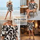 👗 LIMITED-TIME 50% OFF! ✨ Women's Off-Shoulder Shorts Jumpsuit – Abstract Leaf Print, Drawstring Waist, Vacation Ready 🌿