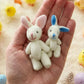 💎 50% OFF! 💎 Bunny Mummy & Baby Plush Pocket Tin – Handmade Easter Collectible with Cozy Blanket (Pink/Blue Ears) 🐇🎁