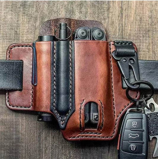 🔥 🛠️ Tactical Leather EDC Belt Bag – Compact Tool Pouch For Outdoor & Everyday Carry