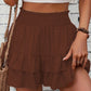 📢📢30% OFF !! ⏰Solid Color Stretch Waist Layered Short Skirt