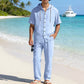 👕 LIMITED-TIME 50% OFF! 💥 Men's Cotton Linen Hooded Shirt & Pants Set – Breathable, Relaxed Fit, Vacation Ready ✨