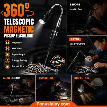 🎉 2026 Sale — Over 97,000 Sold! 🔦 Multifunctional Magnetic Telescopic Flashlight – 360° Flexible Gooseneck 🧲