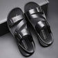 🩴 LIMITED-TIME 50% OFF! ✨ Men's Leather Beach Sandals – Cowhide Upper, Non-Slip Sole, Open Toe 🌊