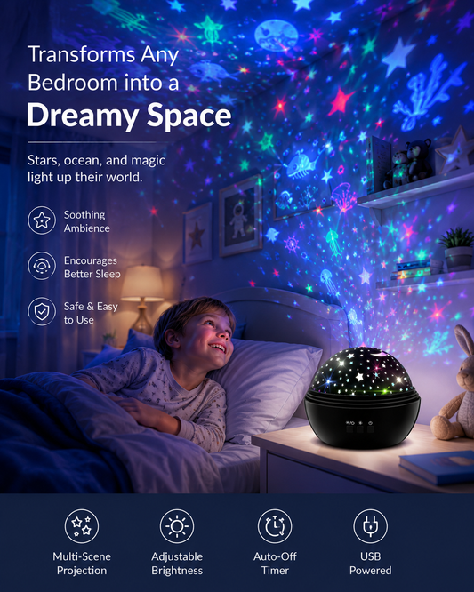 🌌 2026 Sale — Over 47,000 Sold! ✨ 2-in-1 Rotating Star & Ocean Projector Night Light