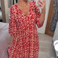 🔥Vacation Casual Print V-Neck Waist Wrap Long Dress