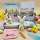💎 50% OFF! 💎 Bunny Mummy & Baby Plush Pocket Tin – Handmade Easter Collectible with Cozy Blanket (Pink/Blue Ears) 🐇🎁