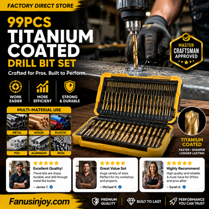 🪛 2026 Sale — Over 32,000 Sold! ⚙️ 100pcs Titanium Coated HSS Drill Bit Set 1.5–10mm Factory Direct