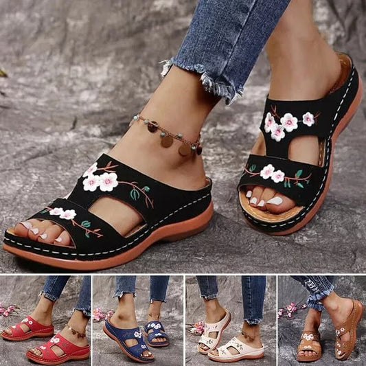 🌸 LIMITED-TIME 50% OFF! ✨ Women’s Open-Toe Platform Slippers – Comfortable, Versatile, Flower Accent 🩴
