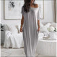 🔥Last Day Special Price £20.99!!💃Women's Summer Casual Loose Solid Color Short-Sleeve Long Dress