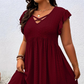 ✨ LIMITED-TIME 50% OFF! 👗 Women's V-Neck Ruffle Trim Dress – Flattering, Soft & Perfect for Any Event 🌸