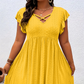 ✨ LIMITED-TIME 50% OFF! 👗 Women's V-Neck Ruffle Trim Dress – Flattering, Soft & Perfect for Any Event 🌸