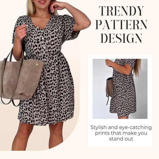 💖Women's Casual V-Neck Short Sleeve Dress