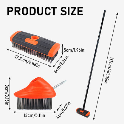 📢📢35% OFF !! ⏰3 in 1 Weed Brush Garden Outdoor Patio Weeding Broom for Clearing Paths and Driveways Set Tool - Wire Brush Broom