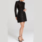 Women's Glittering Long Sleeve Dress with Belt