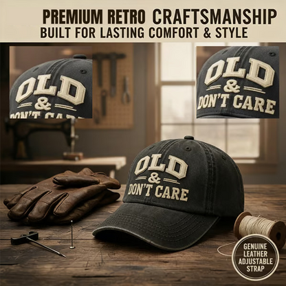 🧢 LIMITED-TIME 50% OFF! ✨ "OLD & DON'T CARE" Retro Baseball Cap – Unisex, Adjustable, Distressed Design 😎