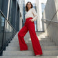Women's High-Waist Wide-Leg Solid Color Trousers