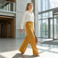 Women's High-Waist Wide-Leg Solid Color Trousers