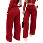 Women's High-Waist Wide-Leg Solid Color Trousers