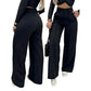 Women's High-Waist Wide-Leg Solid Color Trousers