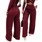 Women's High-Waist Wide-Leg Solid Color Trousers