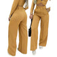 Women's High-Waist Wide-Leg Solid Color Trousers