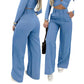 Women's High-Waist Wide-Leg Solid Color Trousers