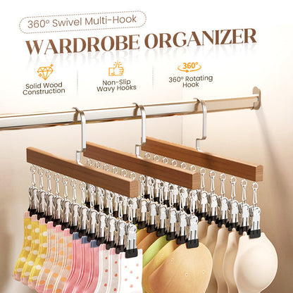 🪵 2026 Sale — Over 31,000 Sold! 👕 360° Swivel Solid Wood Wardrobe Hook Rack
