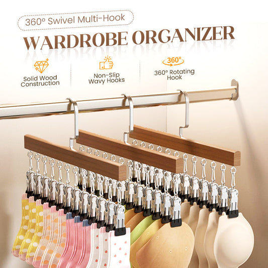 🪵 2026 Sale — Over 31,000 Sold! 👕 360° Swivel Solid Wood Wardrobe Hook Rack