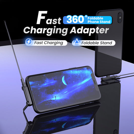 ⚡Fast Charging Adapter with 360° Foldable Phone Stand – Universal Compatibility, Compact Design & Hands-Free Viewing📱